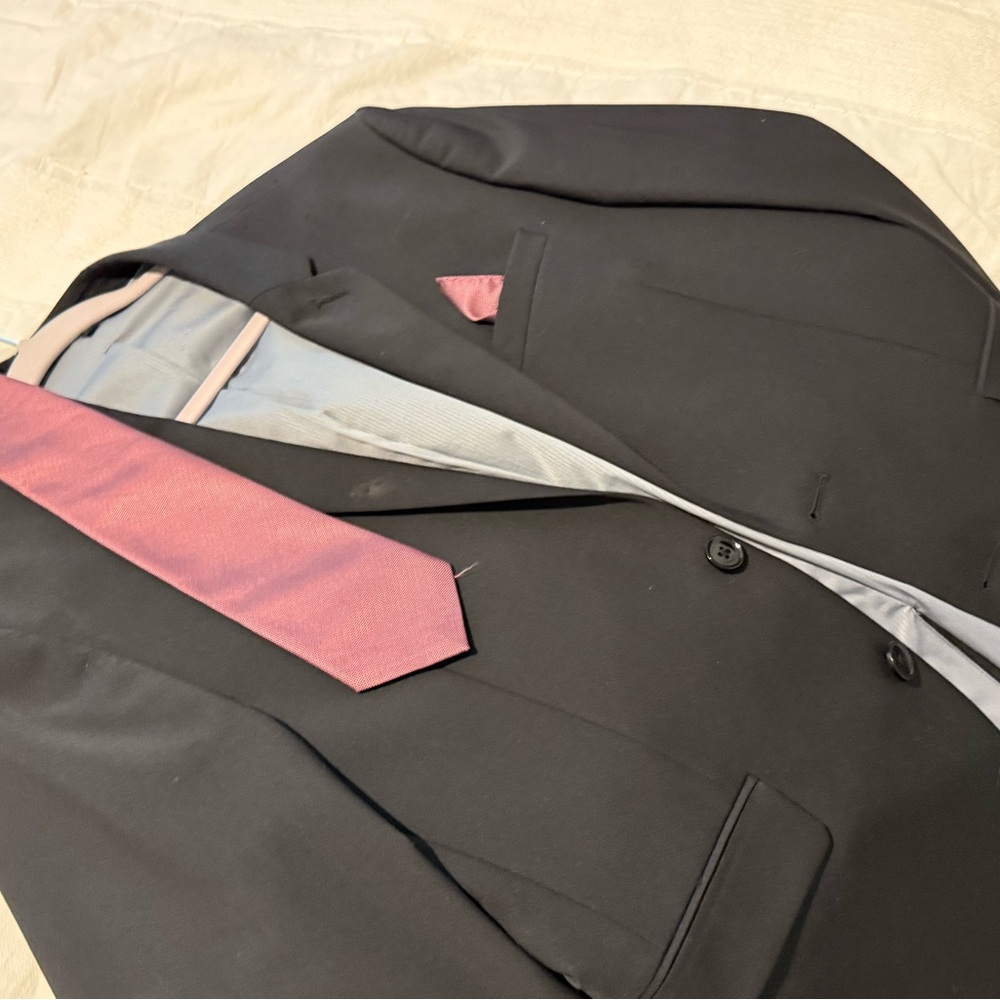 Men's Black Suit with Pink Tie
